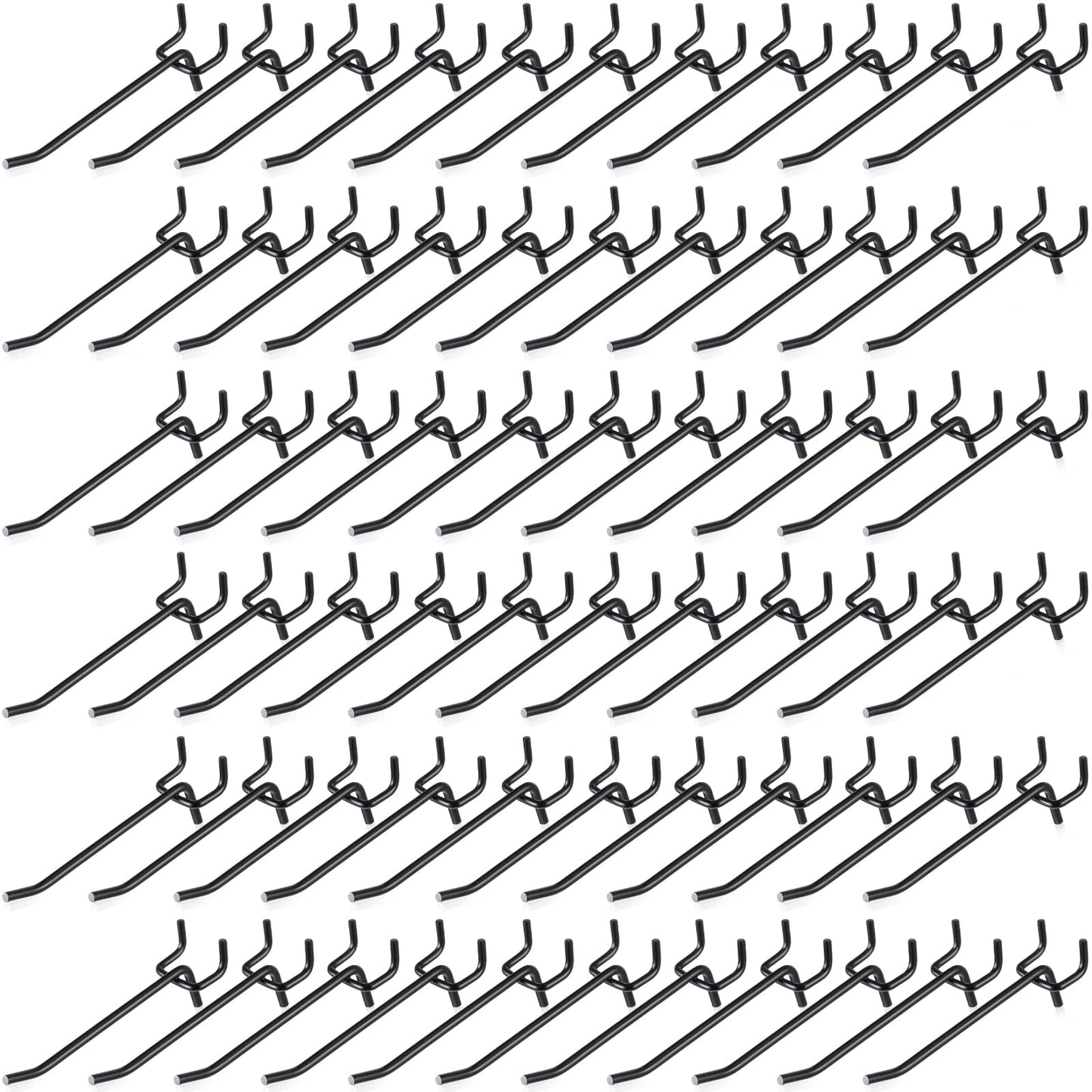 Shimeyao 100 Pcs Peg Board Shelving Hooks Stainless Steel Hanging Board Pegs Wall Display Hooks Bulk for 1/8 1/4 Garage Storage Organizer Accessories (4 Inch,Black)