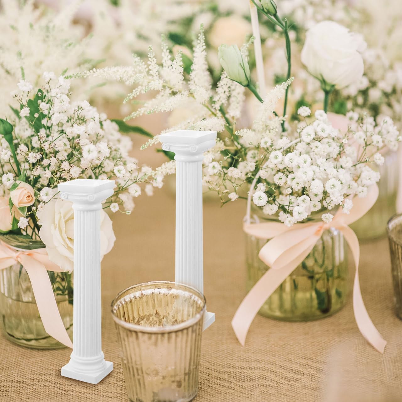 Roman Column Decorating Set - 6 White Mini Columns for Home Décor & Photography Props | Nordic Classic Design