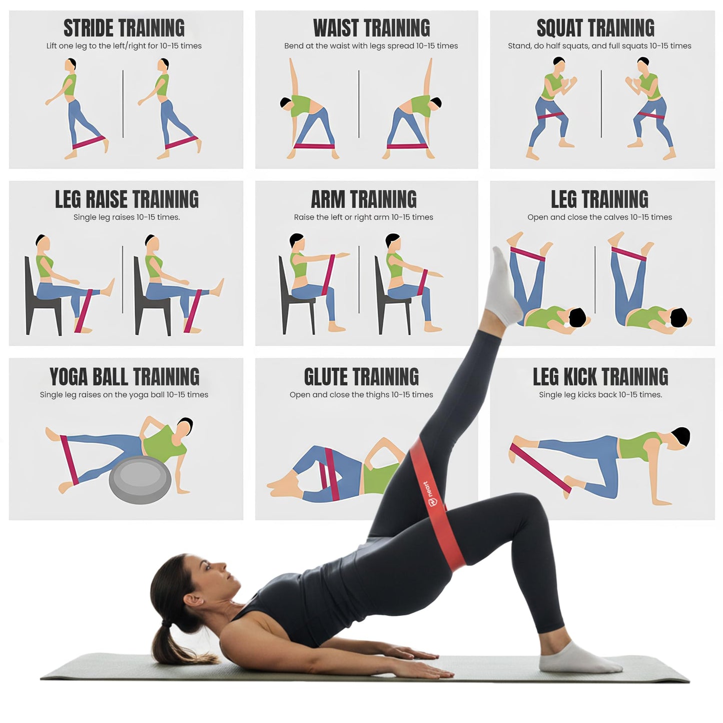 Neart Fabric Resistance Bands Set of 5 Premium Exercise Bands for Legs & Glutes, Non-Slip Workout Bands for Home, Fitness Equipment, Physical Therapy Bands