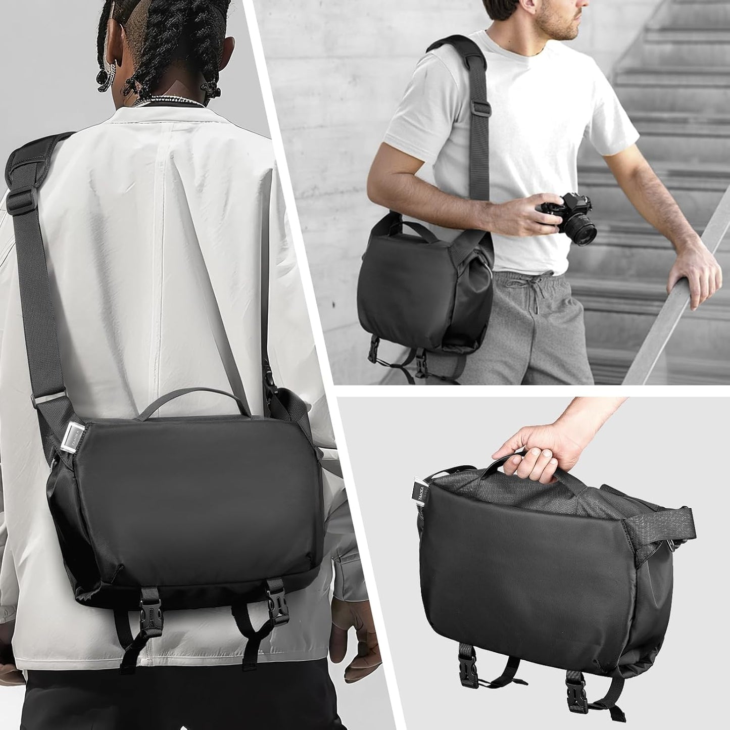 TAAOKA Camera Sling Bag, Waterproof Camera Case with Tripod Holder, DSLR/SLR/Mirrorless Cameras Shoulder Bag, Crossbody