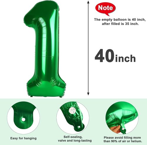 40-Inch Dark Green Number 19 Balloon by [Brand Name] - Perfect Birthday Decoration for Men & Women