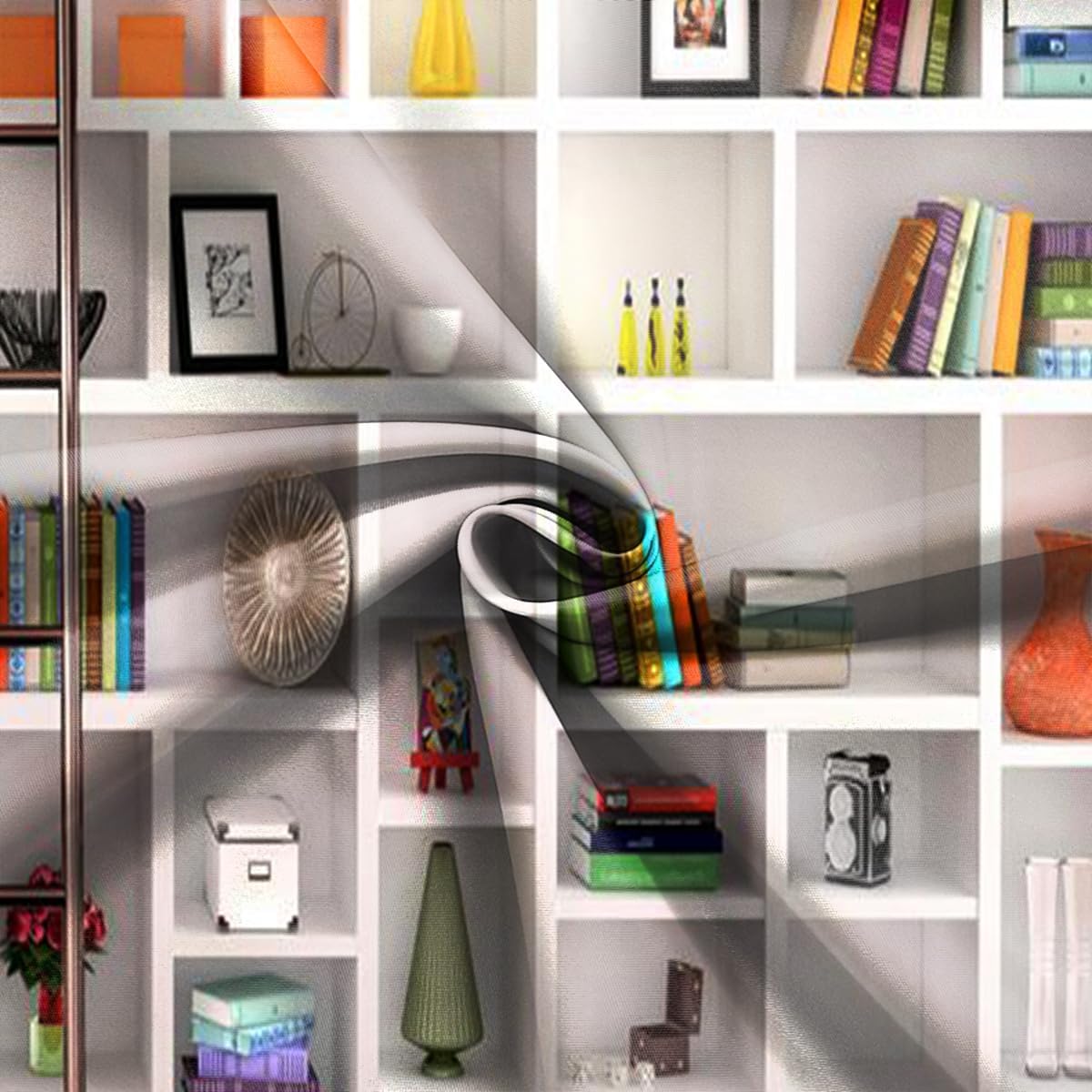 CapiSco 7x5FT White Bookshelf Photography Backdrop Bookcase Library Photography Background for Office & Home Office