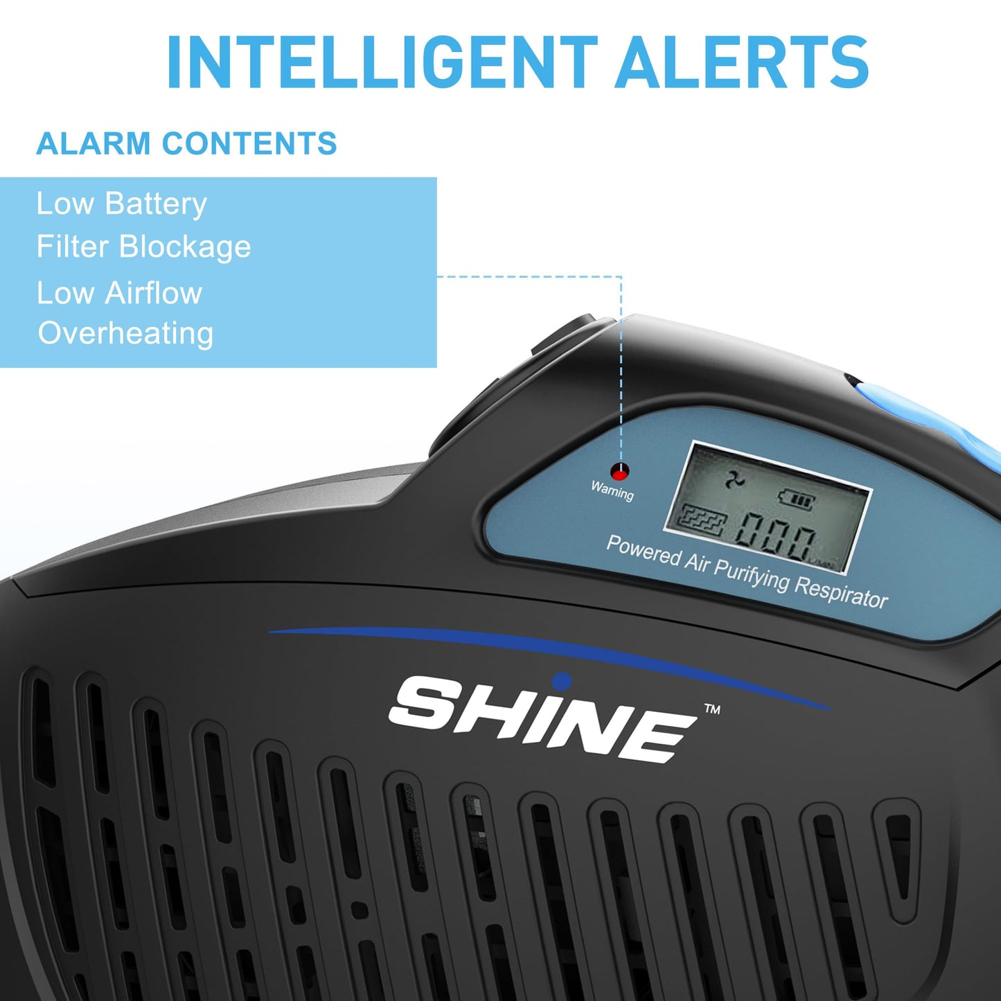 SHINE Air Purifying Respirator,Approved 3 Levels Airflow Control, High-efficiency Li-ion Battery PAPR Kit (P-SH200) (Full Hood)