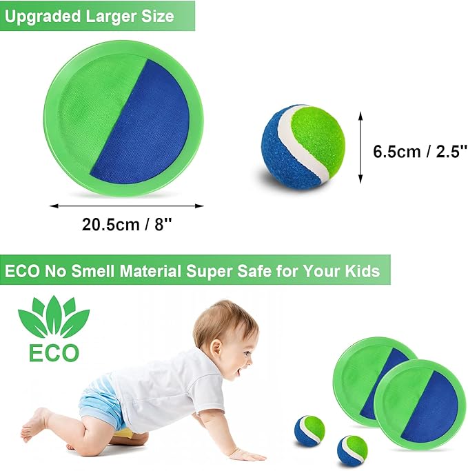 Jalunth Ball Catch Set Game Toss Paddle - Beach Toys Back Yard Outdoor Games Pool Backyard Target Throw Catch Sticky Set Age 3 4 5 6 7 8 9 10 11 12 Years Old Boys Girls Kids Easter Gifts Blue