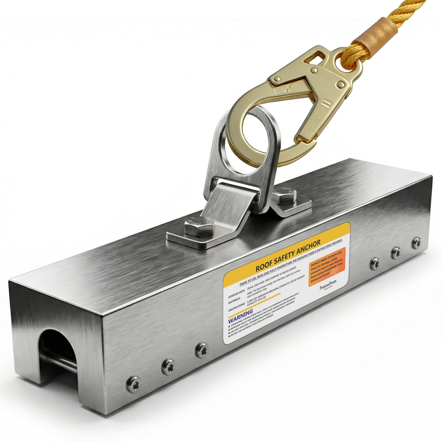 Aluminum Standing Seam Roof Anchor - 5,000 lbs Breaking Strength - Non-Penetrating Metal Roof Safety Clamp - Rugged & Lightweight Roofing Anchor Point