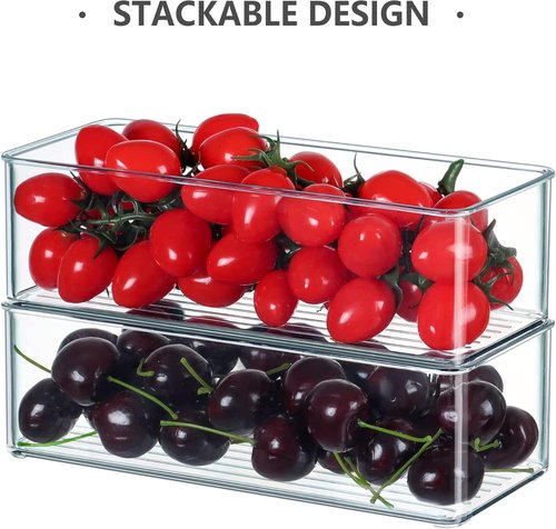 Hudgan Clear Plastic Drawer Organizers - Stackable Deep Organizers for Makeup & Desk | 8 Pack, 2 Sizes