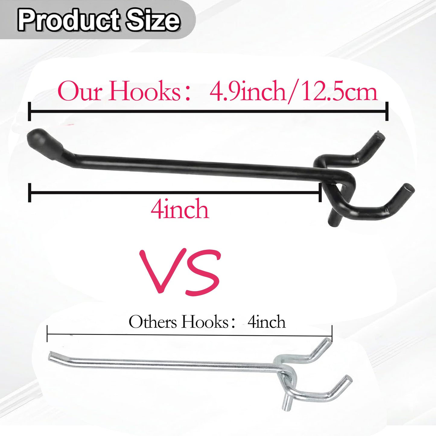 Hogurity 80 Pack 4 Inch Black Pegboard Hooks,Extra Thick 1/4" Heavy Duty Peg Board Hooks for Hanging, Pegboard Accessories for Garage, Kitchen, Gym, Store Wall Organizer