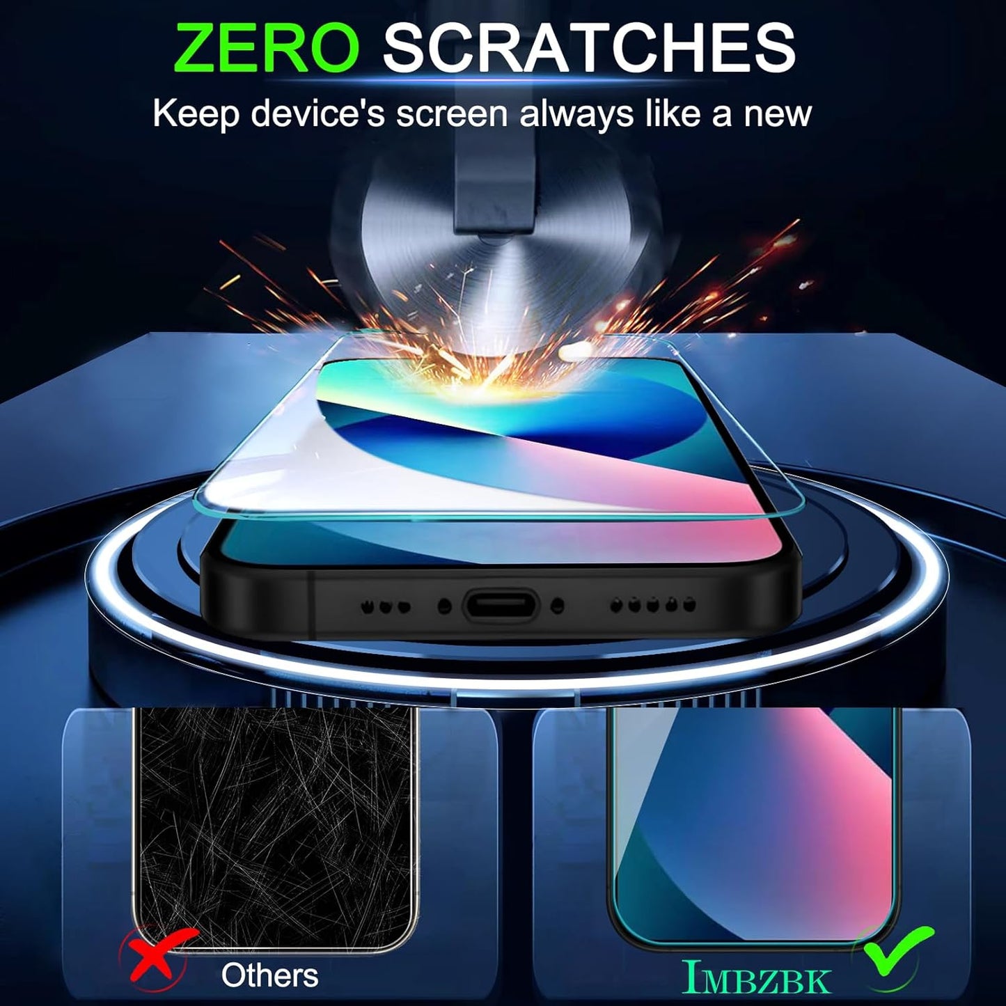 3 Pack 13 [6.1 INCH] 3 IMBZBK [Auto-Dust Removal] Screen Protector for iPhone Accessories, Case Friendly Film, Military