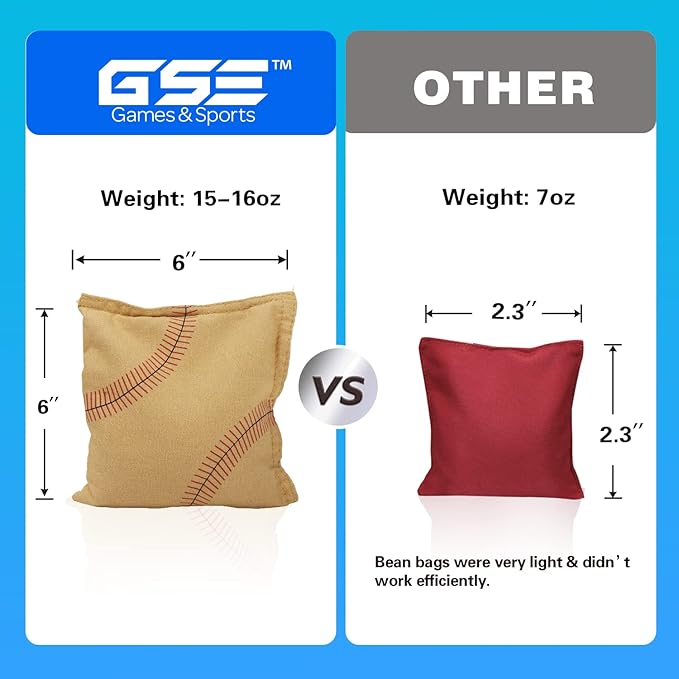 GSE Games & Sports Expert Set of 8 Premium Weather Resistant Cornhole Bags. Regulation Size and Weight Bean Bags for Cornhole Toss Games (Several Styles Available)