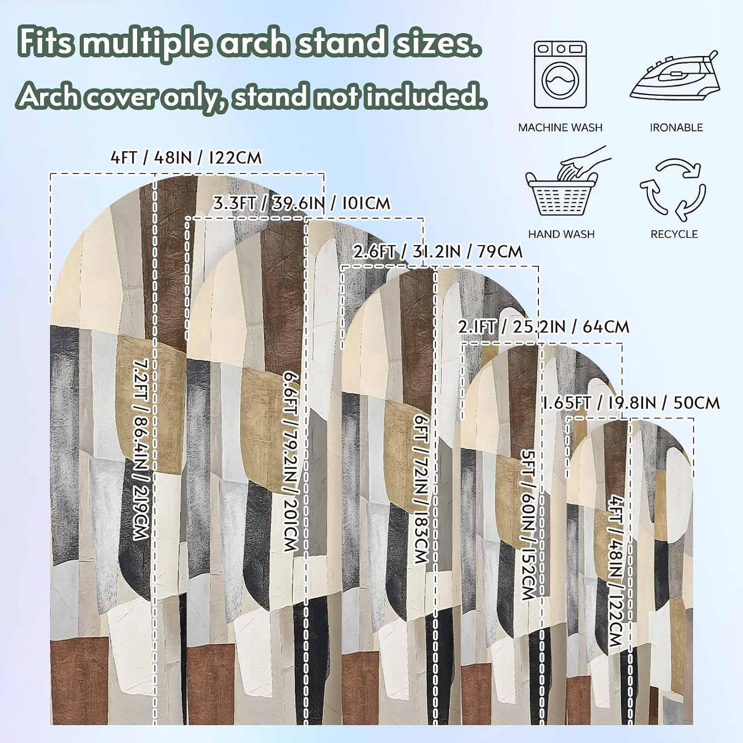 Jnbasdffb 6 Abstract Geometric Wedding Arch Cover, Stretchy Spandex Arch Backdrop Stand Covers FT, Oil Painting Simple