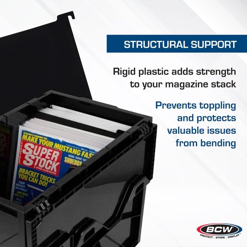 BCW Magazine & Document Bin Partitions - 3 Pack | Smooth Black Plastic Finish, Works With Adhesive Labels | Magazine Dividers Fit Magazine & Document Bin | Magazine Storage Accessories