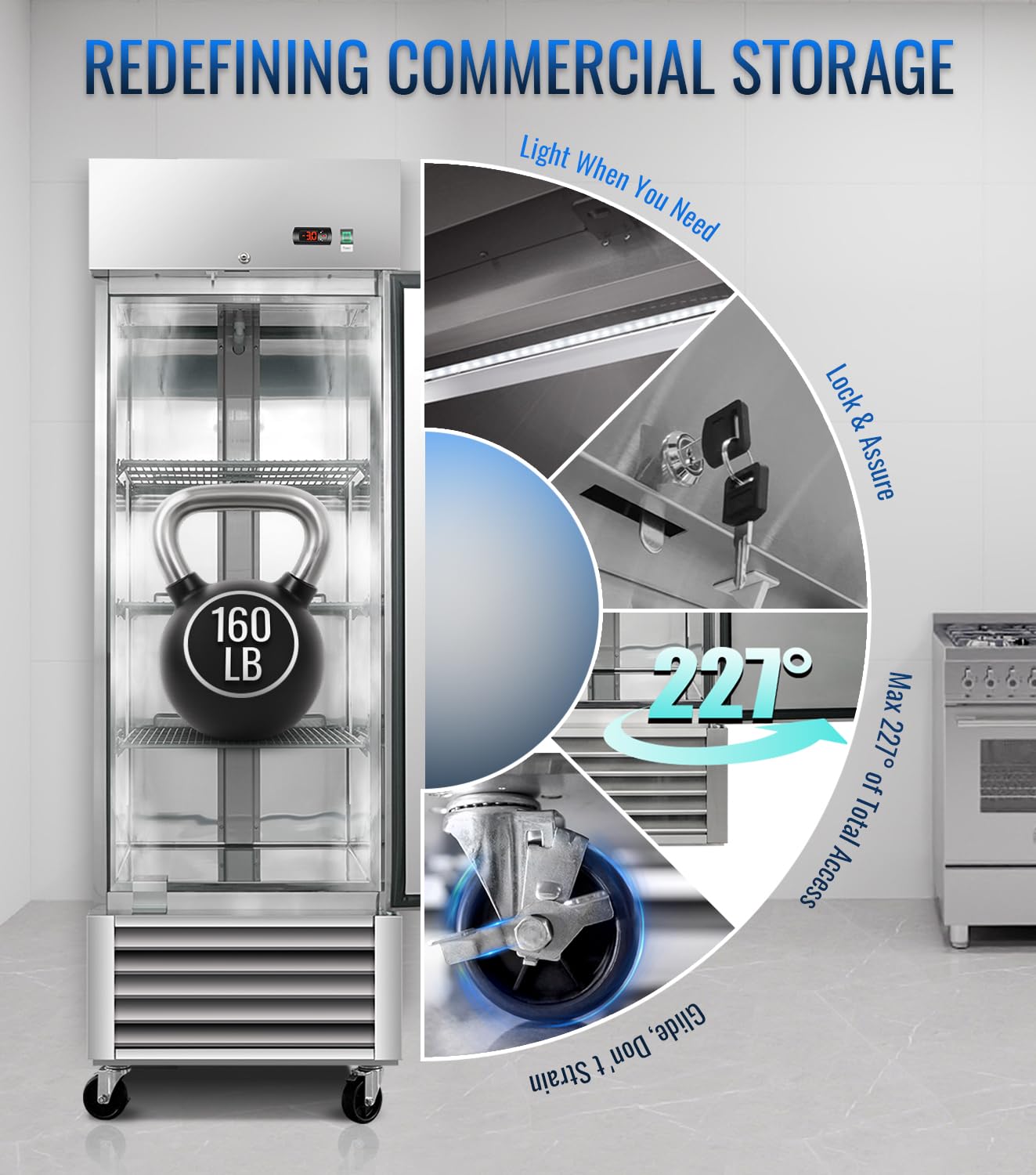 27" W Commercial Freezer, ETL Certified 23.6 Cu.ft Stainless Steel Reach-in Upright Freezer,Auto Defrost,Fan Cooling,Digital Temperature Control (-10°F - 10°F) Used to Restaurant,Bar,Shop