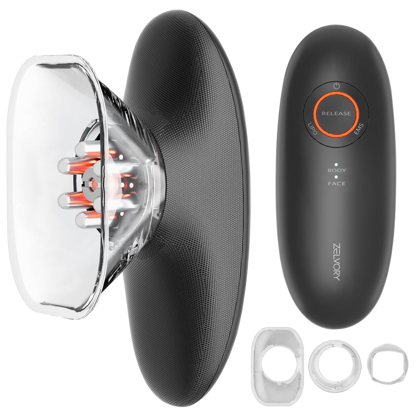 Zelvory 3-in-1 Body Sculpting Machine with Microcurrent, Vacuum & Red Light Therapy for Smooth Skin Appearance, Body Massager for Belly, Legs & Arms, Home Use Device