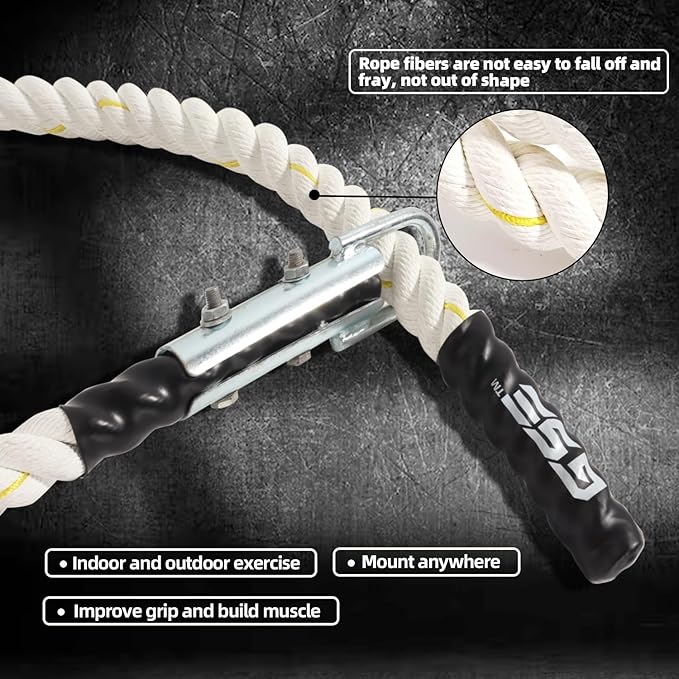 GSE Games & Sports Expert Gym Climbing Rope, Polyester Workout Rope for Indoor/Outdoor and Home Workouts, Great for Climbing Exercises, Strength Training - 6,10,15,20,25,30 Feet Lengths Available