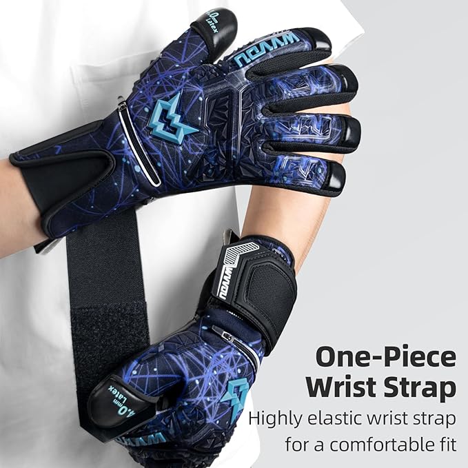 WVVOU Soccer Goalie Gloves for Adults and Youth, High Performance Goalkeeper Gloves with 5 Detachable Finger Saves, Soccer Gloves with 4mm Sticky Latex Palm