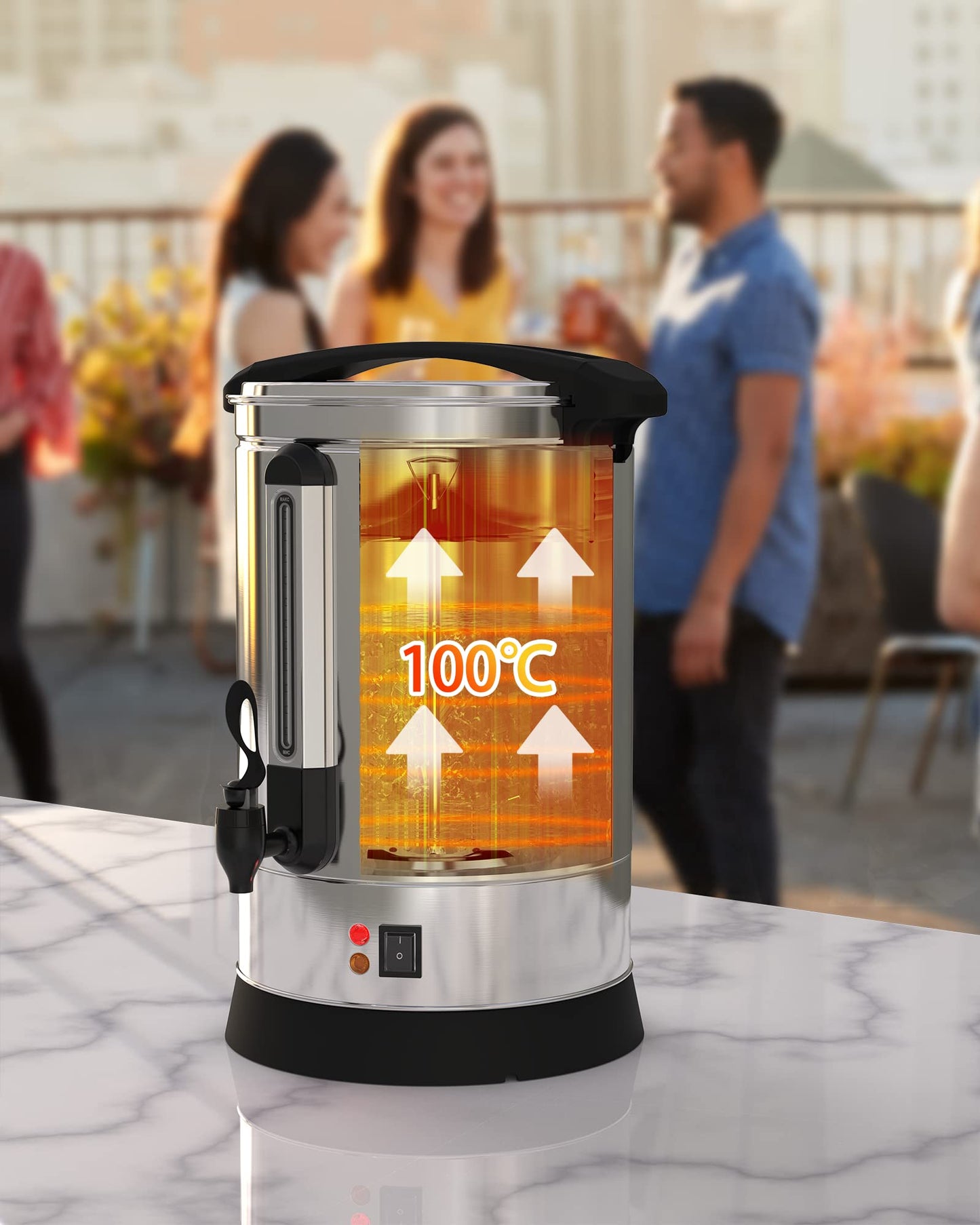 Takywep 100 Cups-14L Commercial Coffee Urn, Fast Brew Stainless Hot Water Dispenser, Coffee Dispenser Electric, Hot Water Urn for Catering, Meeting, Party,Silver