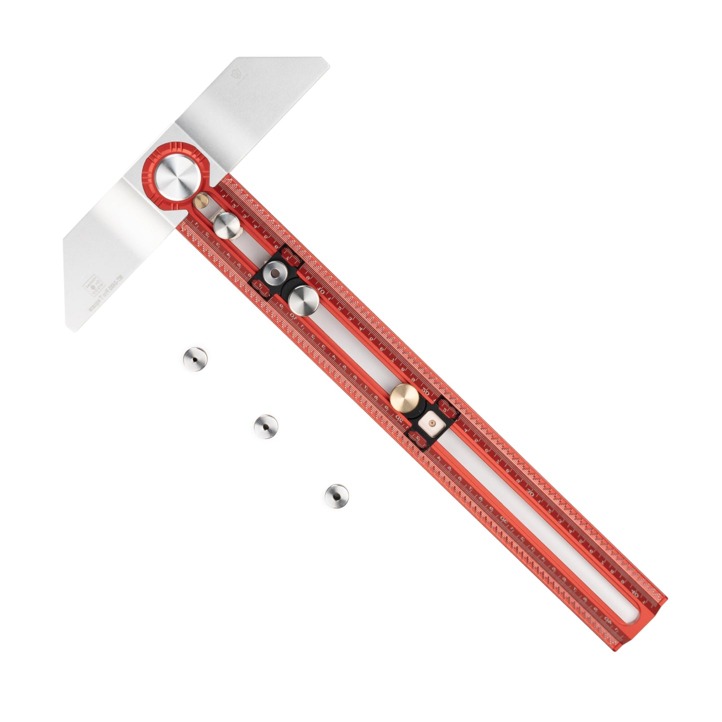 HONGDUI 415mm Woodworking T Square Ruler with Drill Bushing, 2 in 1 Compass Scriber Aluminum Alloy, Adjustable Precision Line Drawing Ruler Carpenter Square Woodworking Tool