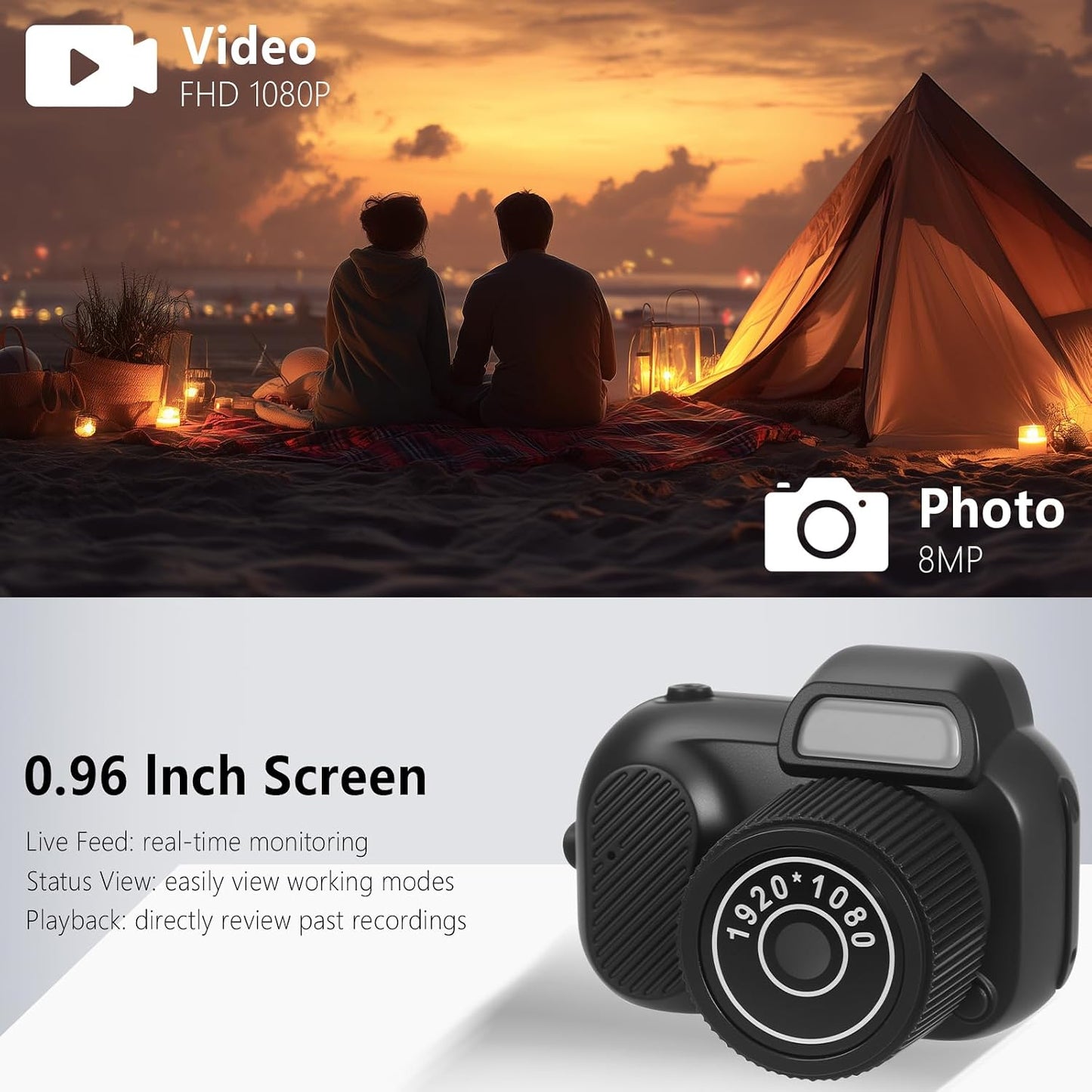 Mhaohuofu 1080p 8MP 32GB 8 0.96" 100 Mini Keychain Camera, FHD Cute Mini Digital Camera with SD Card, Creative Filters