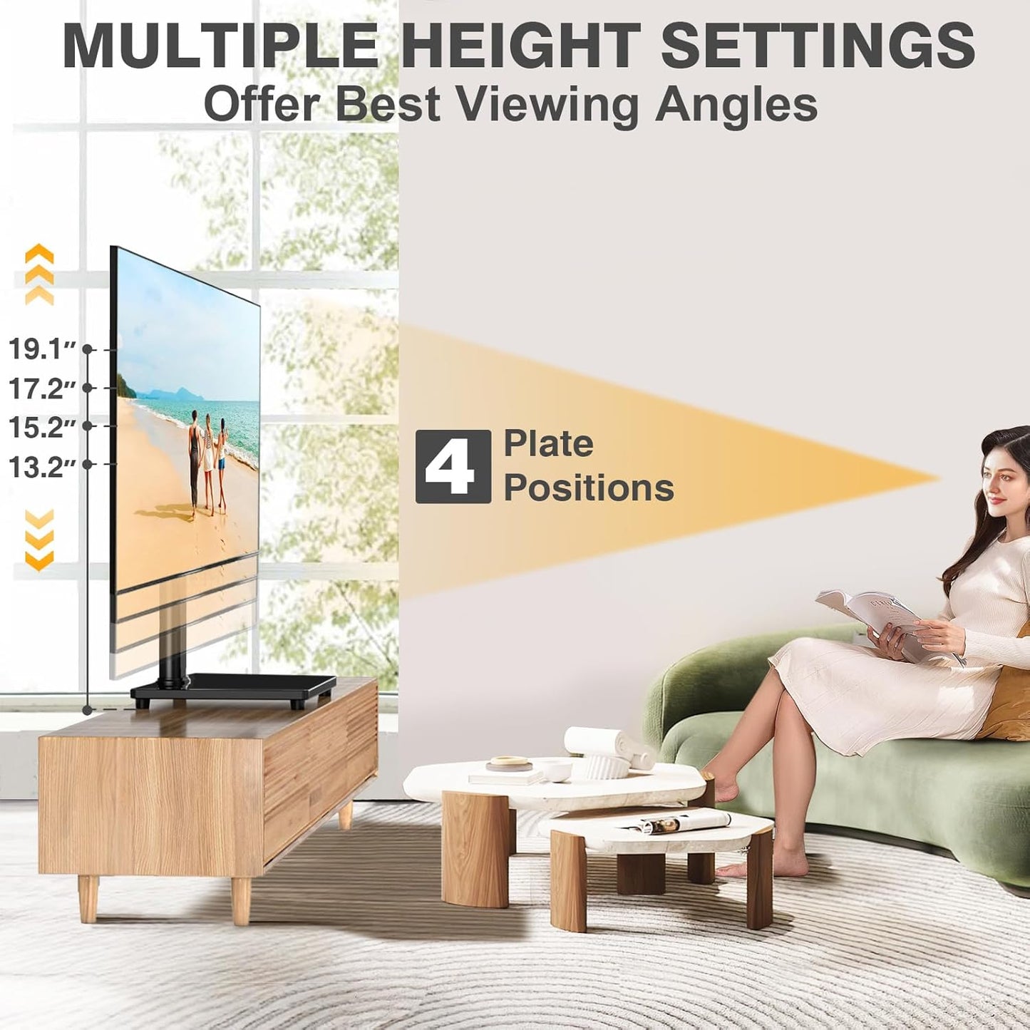 TVON 20-43 inch 4 88 Lbs, 200x200mm Universal TV Stand Base, Swivel Table Top TV Stand for TVs/Monitors with Level
