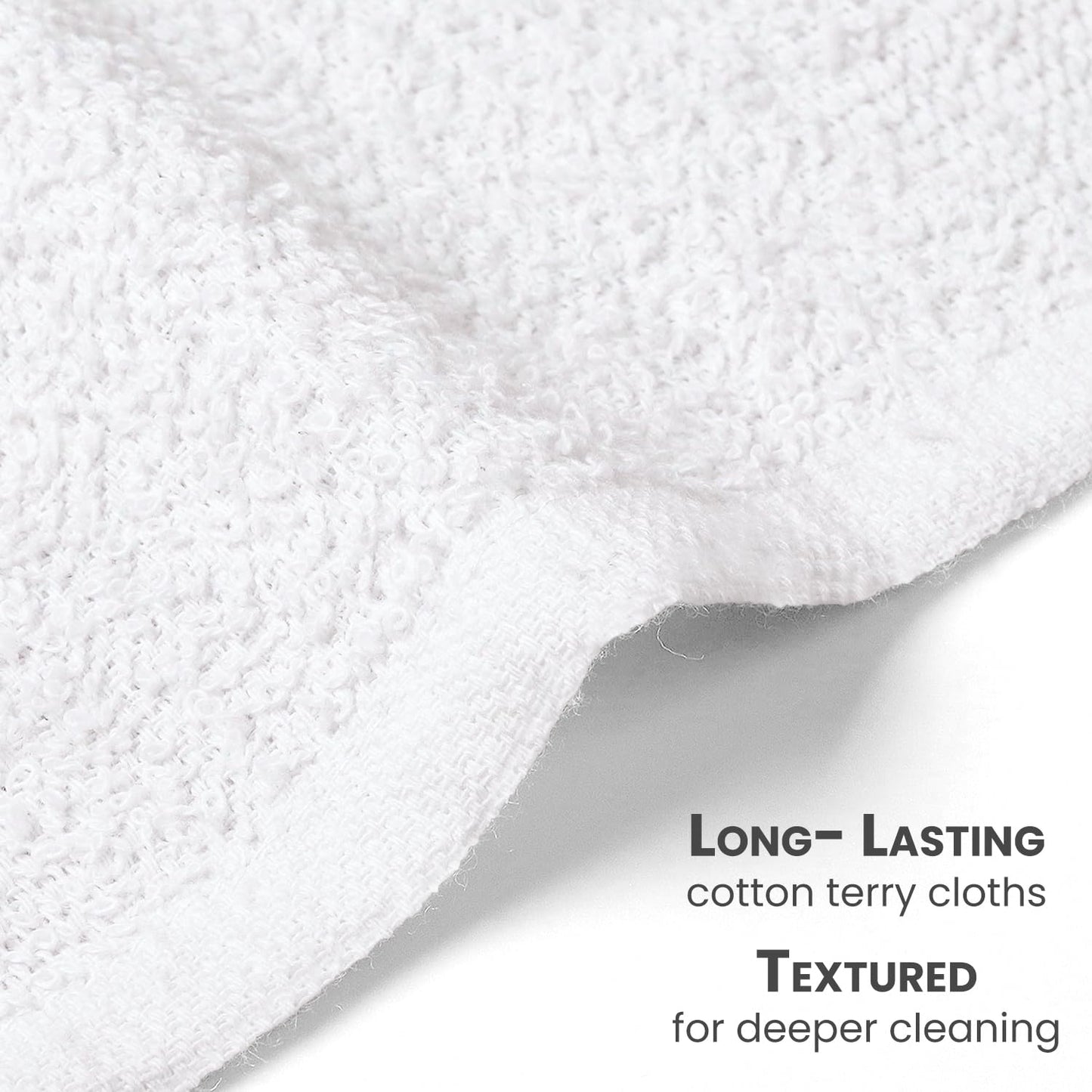 Reed&Pick Terry Bar Mop Towels (Value Pack of 100) Size 14"x17" – Absorbent and Durable, Multipurpose Cleaning Rags, Cotton Cleaning Towels, Terry Cloth Rags, Reusable Shop Rags (White)