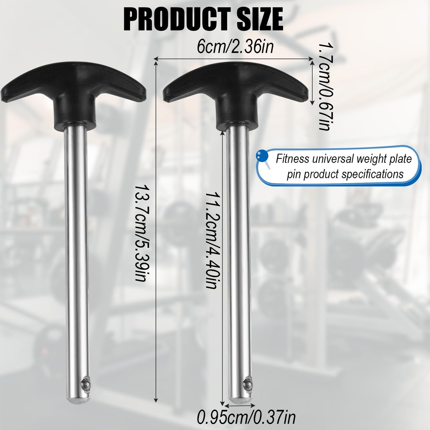NQEUEPN Crescent-Shaped Weight Stack Pin, Pin Tensile 3/8 Inch Diameter 4.4 Inch Locking Space Heavy-Duty Gym Pin Weight Plate Pin for Home Gym Exercise Machine Accessories, Black, Silver