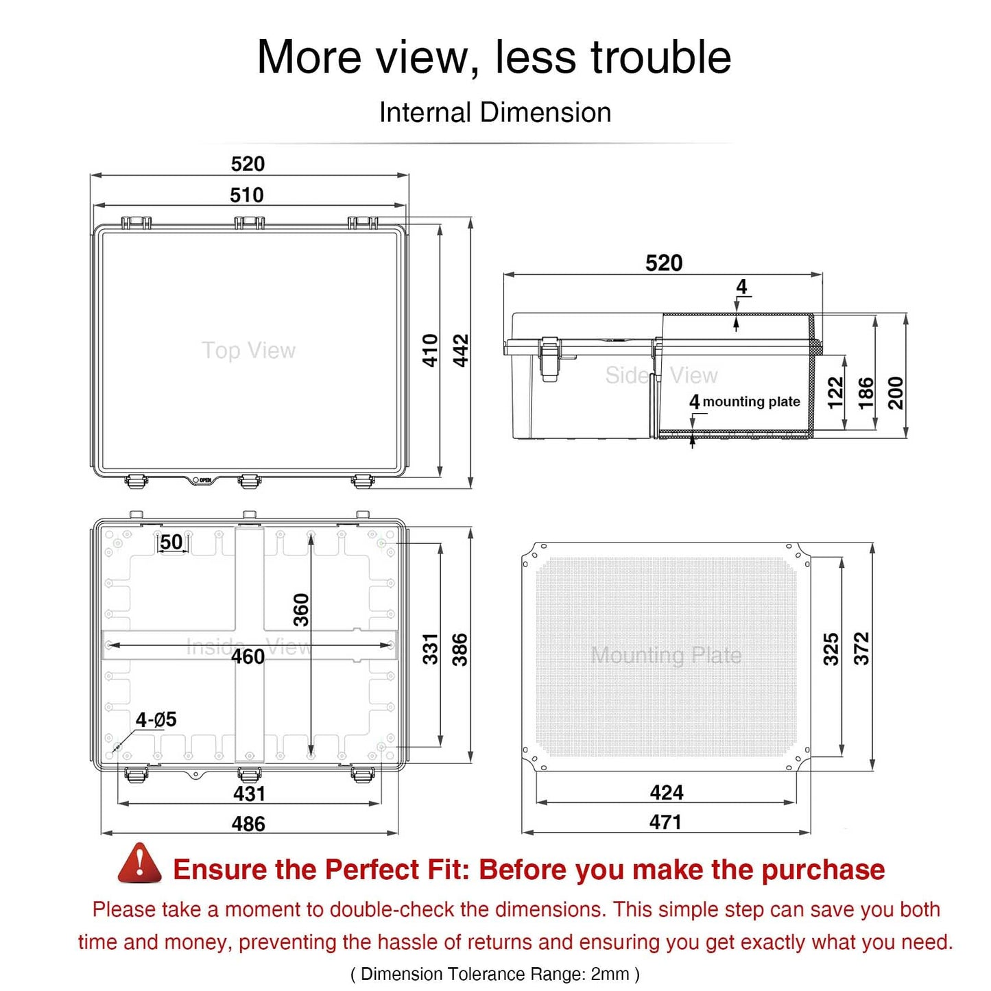QILIPSU Waterproof Junction Box IP67 Outdoor Plastic Electrical Project Enclosure Weatherproof with Mounting Plate, Wall Brackets, Hinged Clear Cover 20"x16.1"x7.9" CC