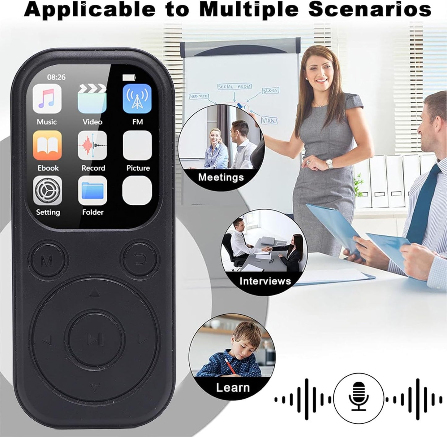 Bewinner 5.4 MP3 2.01 Inch 128GB 500mAh 32G Bluetooth Player with HiFi Sound, IPS Screen, Supports Memory Card