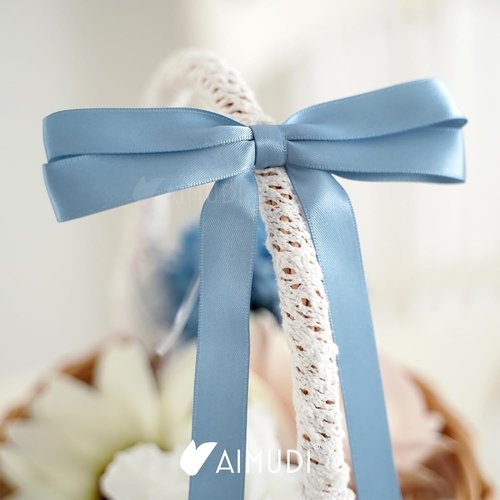 AIMUDI Satin Bows - Dusty Blue 5" x 10" Premade Ribbon Bows for Gift Wrapping & Decorations | 36 Pack