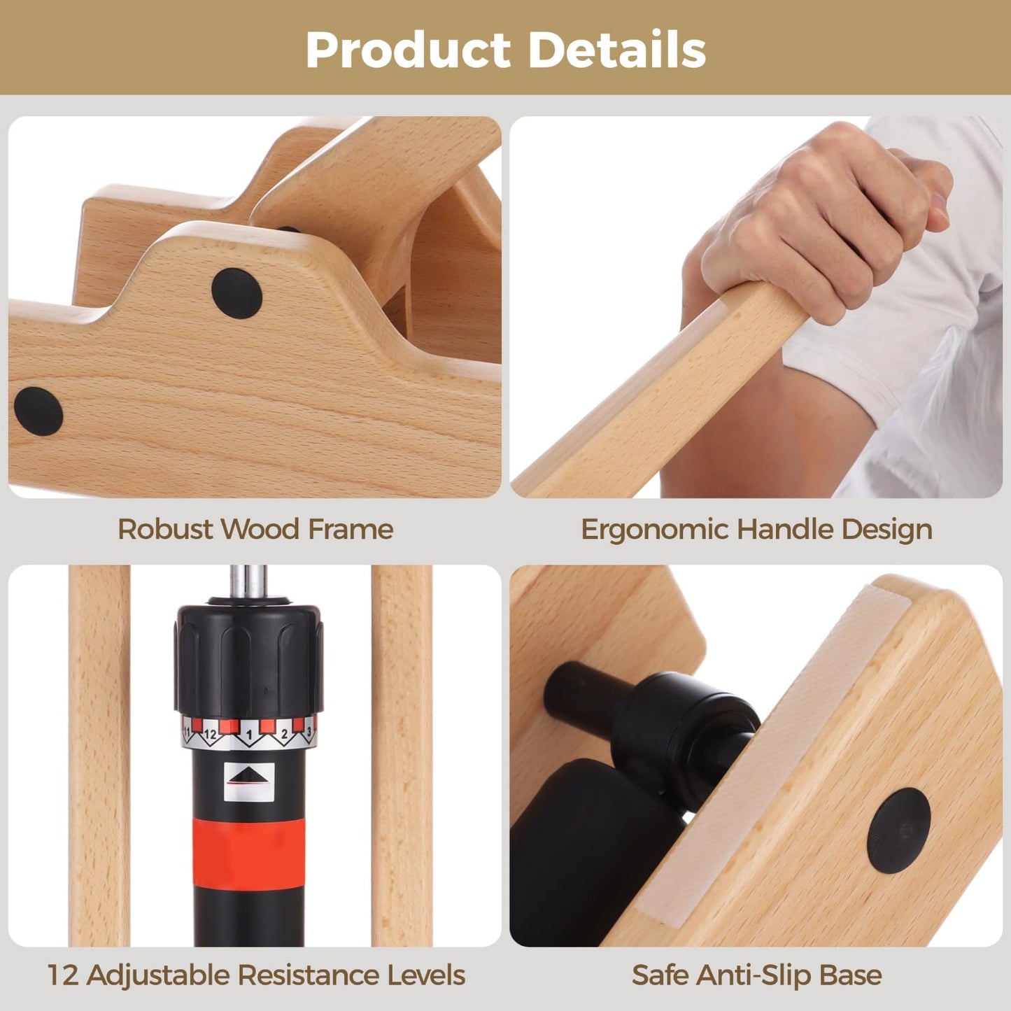 Arm Wrestling Training Equipment, Wooden 12-Level Adjustable Resistance Hydraulic Simulation, Forearm Strengthener, Grip Strength Trainer for Home Gym, Office