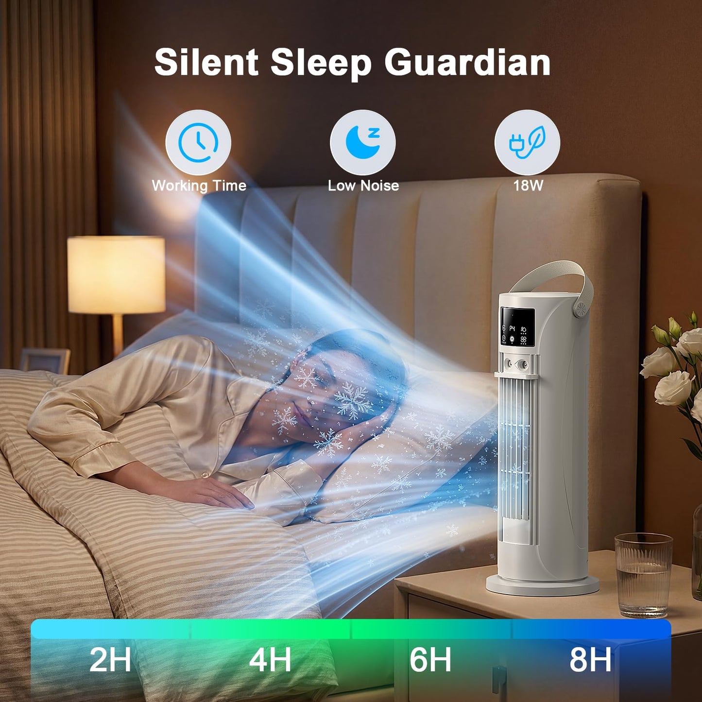 Portable Air Conditioners - 3 Speeds & Storm Mode & Mist Spray, Tower Cooling Fan with Timer, 120° Oscillation for Home, Office, Bedroom, Living Room - Portable AC Standing Fan (White)