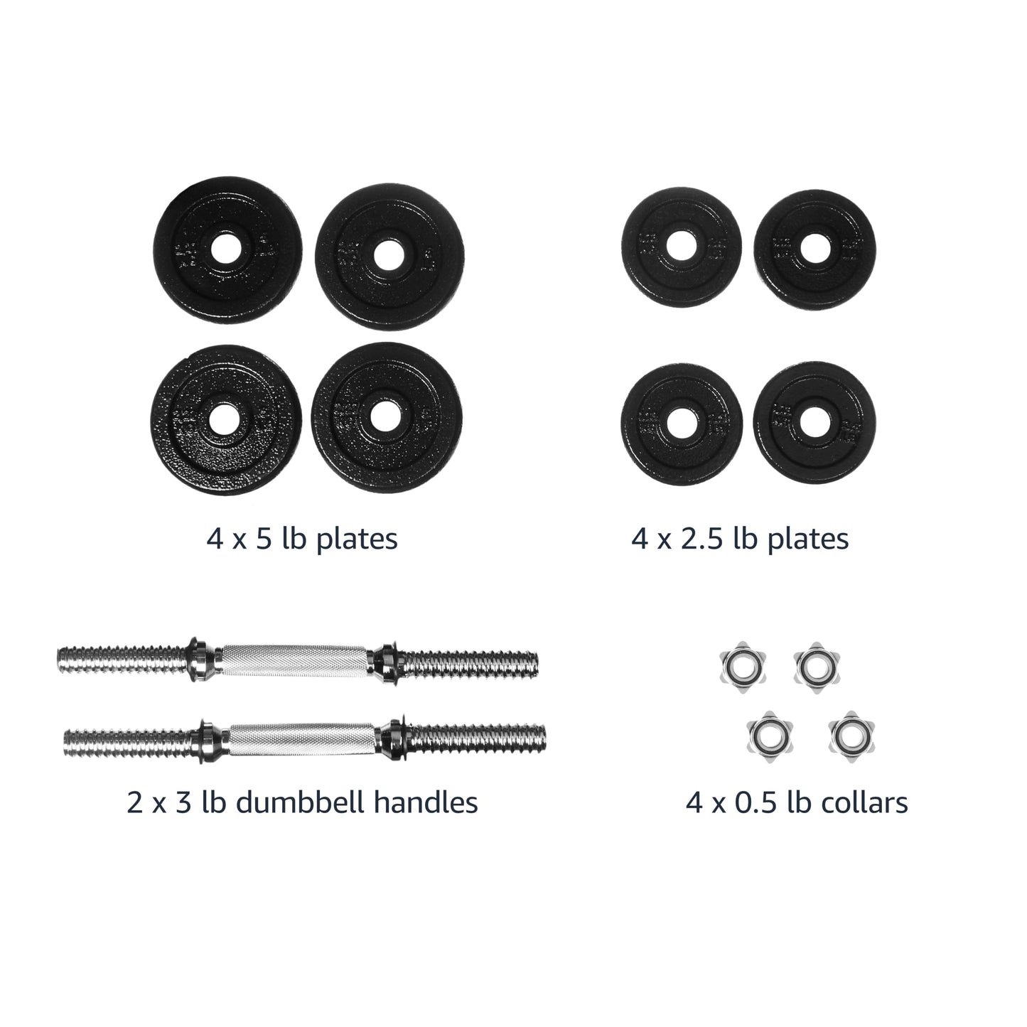 Amazon Basics Adjustable Dumbbell Hand Weight Set with Storage Case, Portable, Secure, 38 Pounds, Black