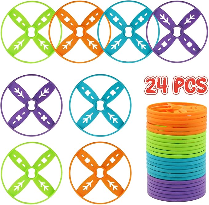 Outside Toys for Kids Ages 4-8, 24 Pack Flying Discs Supplement Set - Compatible with Most Handheld and Foot-Powered Flying Disc Toys, Includes 4 Vibrant Colors, Must-Have for Flying Disc Enthusiasts