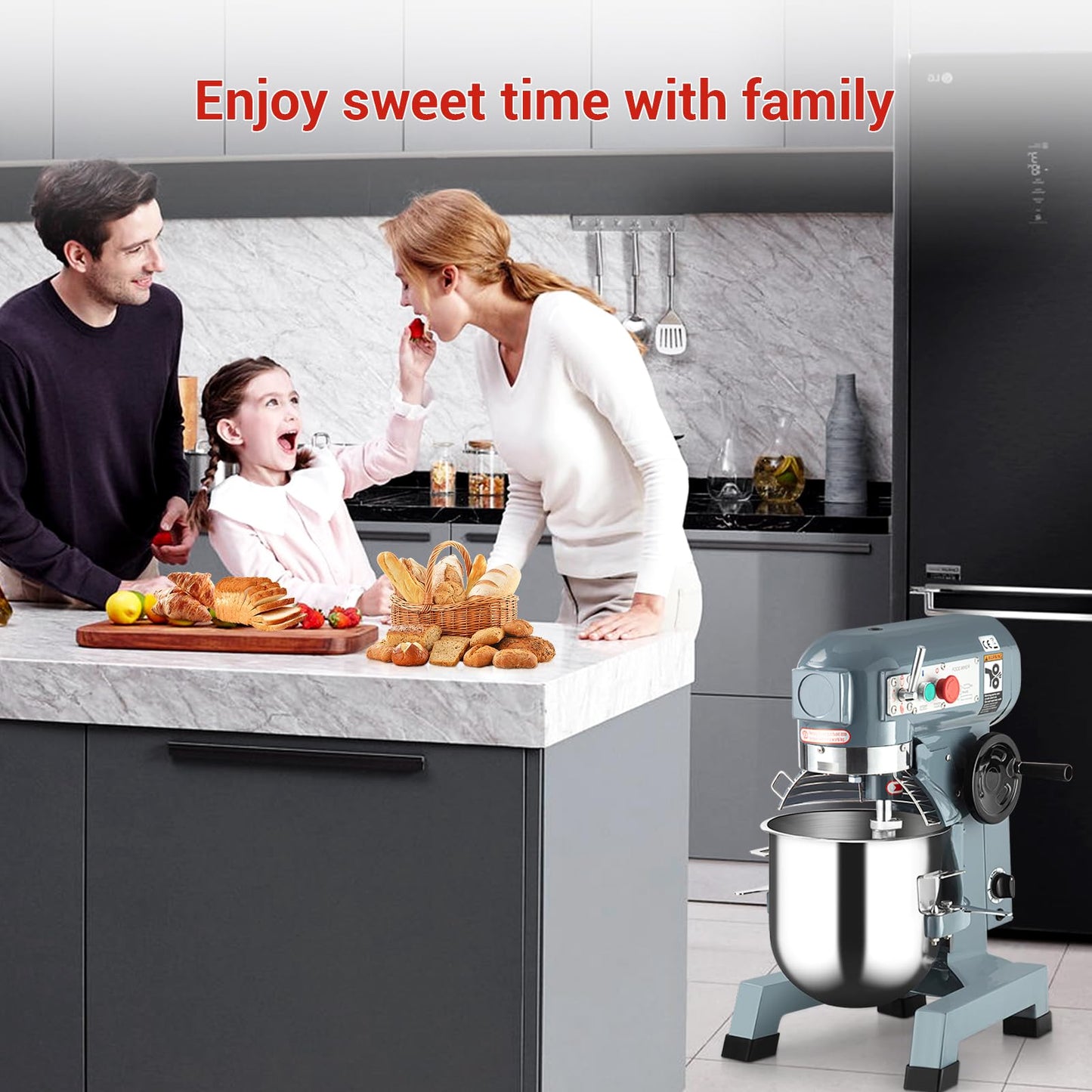 Commercial Food Mixer 20Qt, Heavy Duty Commercial Stand Mixer with 3 Speeds Adjustable, 1100W Electric Dough Mixer with Stainless Steel Bowl, Dough Mixer Timing Function for Bakeries Pizzerias