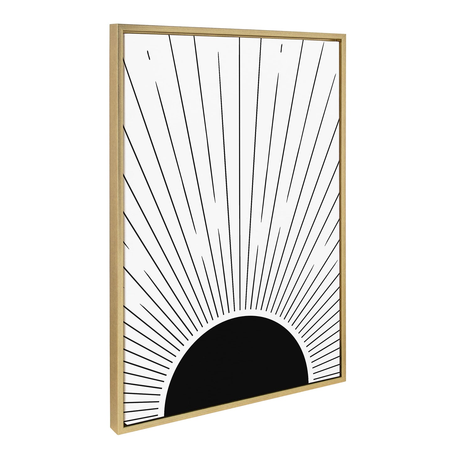 Kate and Laurel Sylvie Mid 3 Framed Canvas Wall Art by Jake Goossen; 23x33 Gold; Decorative Black and White Modern Abstract for Wall