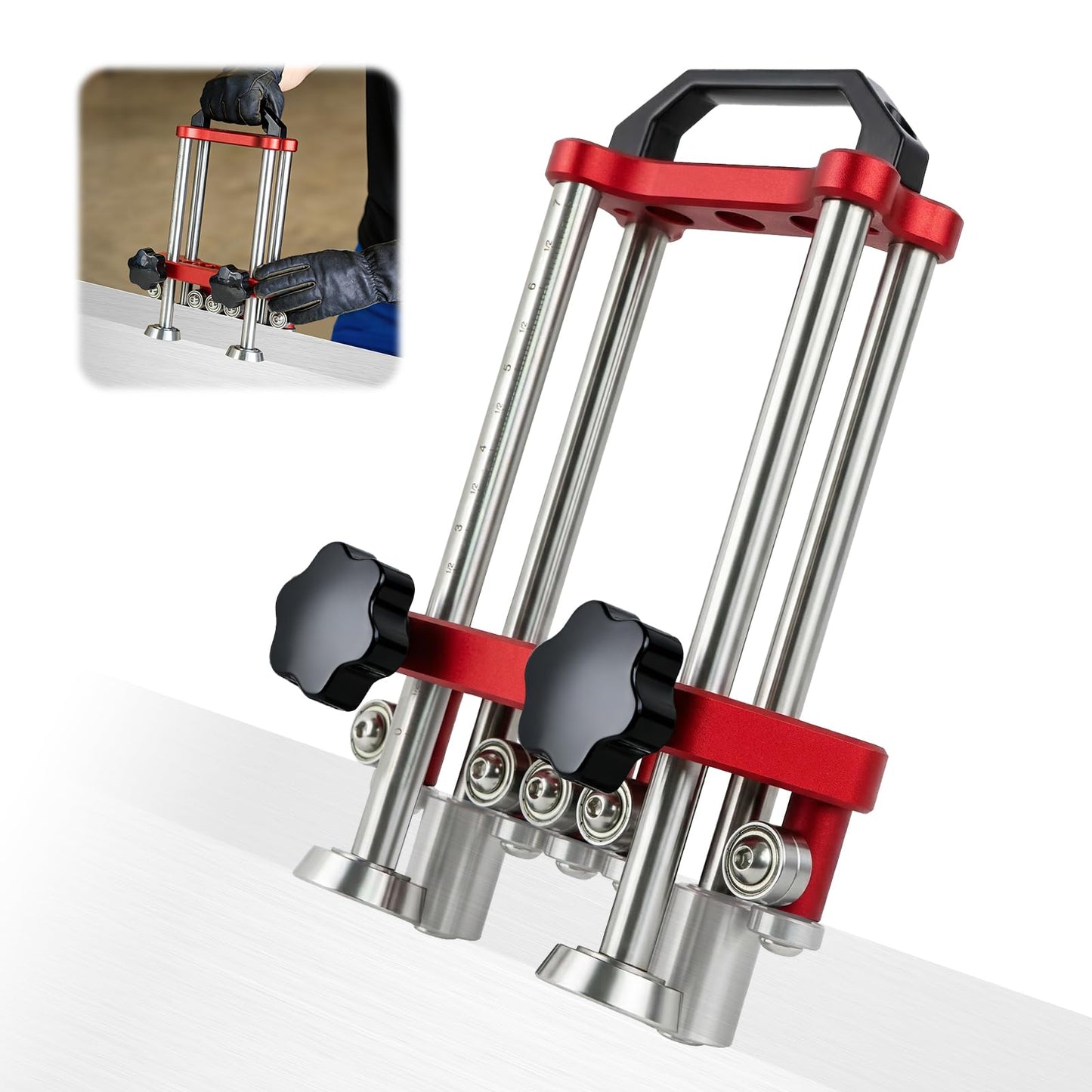 DOLEMODUO Sheet Metal Roller 2 Station Metal Bender, 0-100° Bending Range, Lightweight Portable Metal Sheet Rolling Tool with Clear Scale
