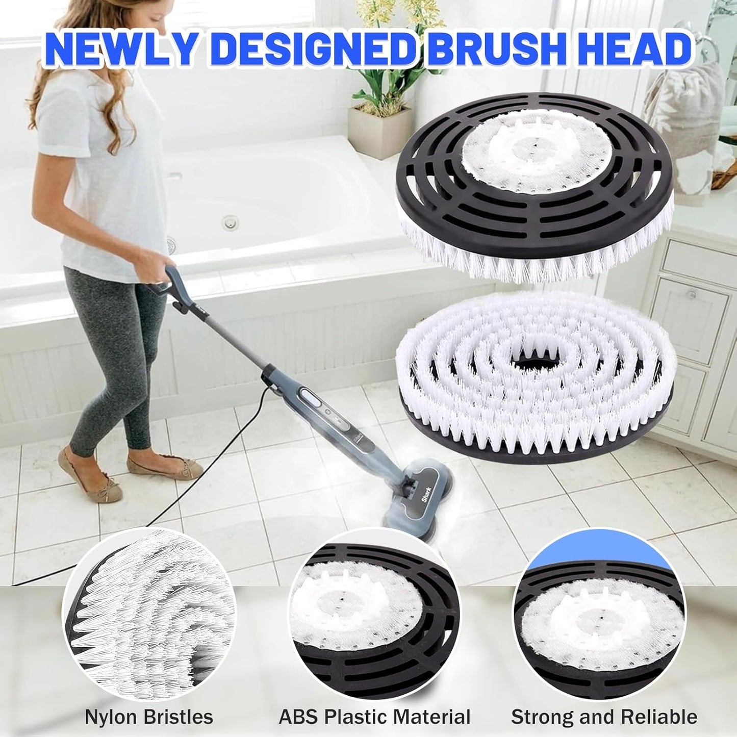 Shark Upgraded Steam Mop Pads - Replacement Brush Heads with Scrubbing Bristles | Deep Clean Hardwood & Tile Floors | Compatible with S7000 Series - 2 Pack