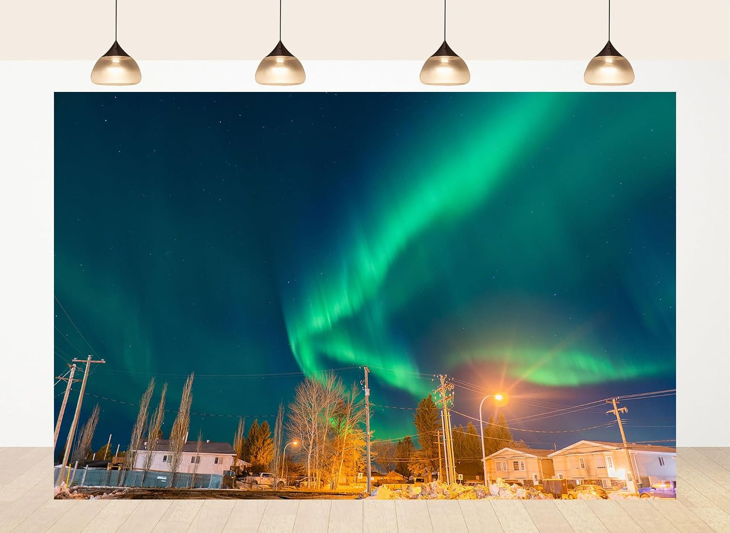 LidyMini 8x8ft Fabric Vibrant Aurora Borealis Backdrop Glowing Northern Lights Background for Night Sky Viewing Party