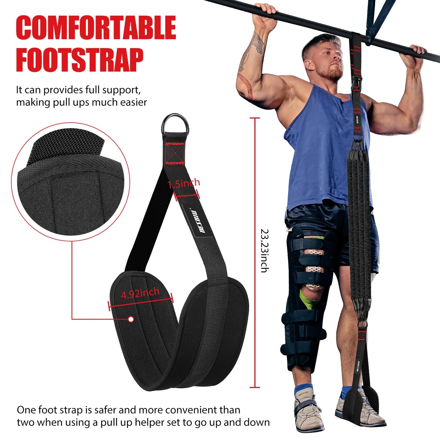 Pull Up Assistance Bands 260lbs, Heavy Pull Up Bands Resistance Bands for Pull Ups Working Out with Feet Rest, Pull Up Bar Bands Assistance Bands Strength Training Workout Equipment, Height Adjustable