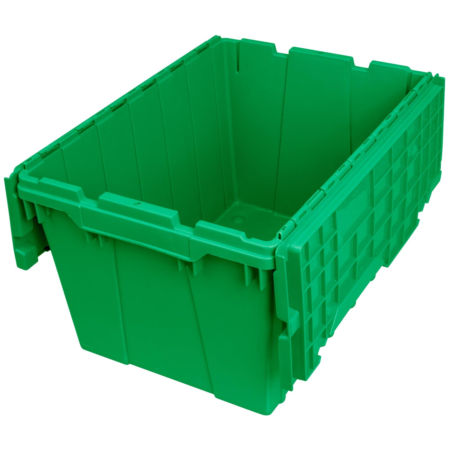 Akro-Mils 39120 Industrial Lidded Plastic Storage Container, Nesting and Stackable Plastic Storage Box with Lid Attached, Organization Tote for Garage and Warehouse, 21.5"x15.25"x12.5", Green (6-Pack)