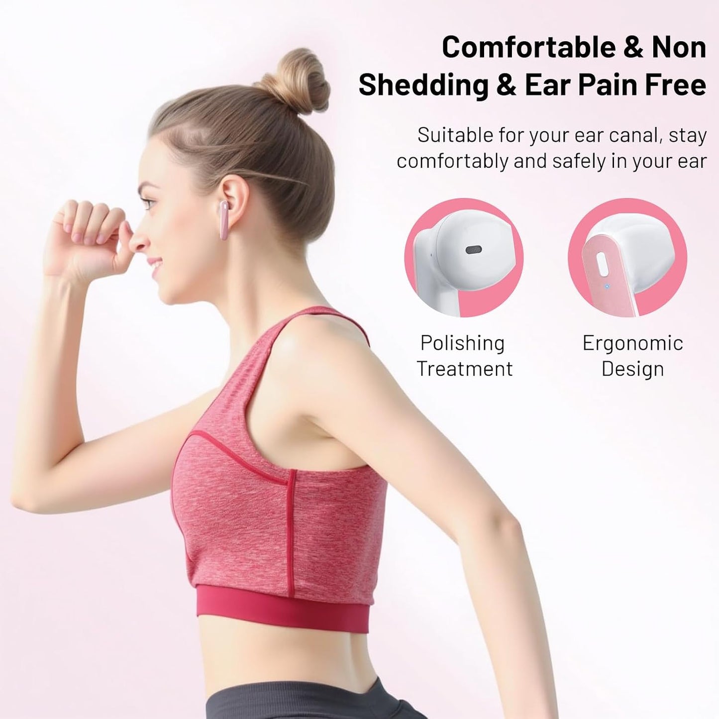 50H IPX7 Wireless Earbuds, Bluetooth Headphones with HiFi Stereo Noise Cancelling Mic, USB-C Charging Case, Playtime