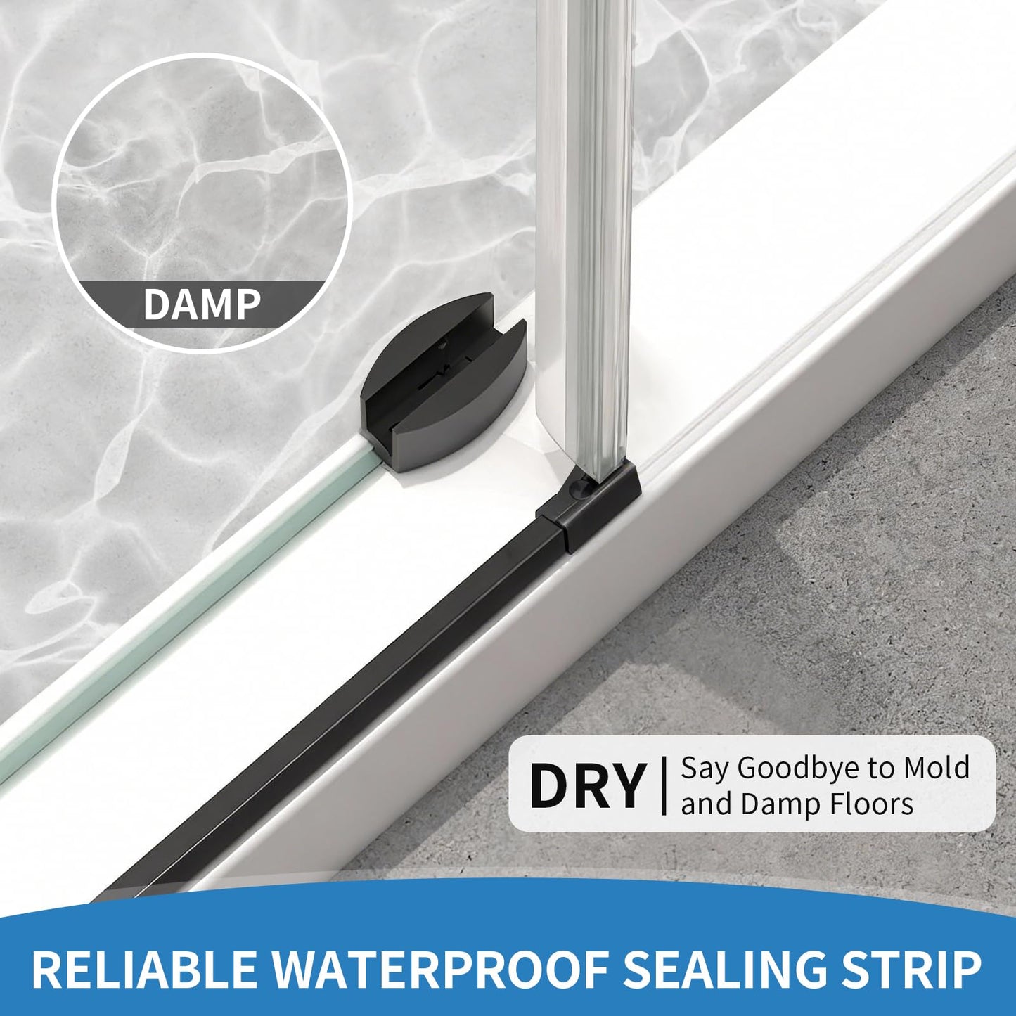 LetLuck 56-60" W x 76" H Frameless Shower Door, with Explosion-Proof Nano Coating, Matte Black Hardware, 5/16" (8mm) Thickness SGCC Certified Tempered Glass - Ideal for Walk-in Showers