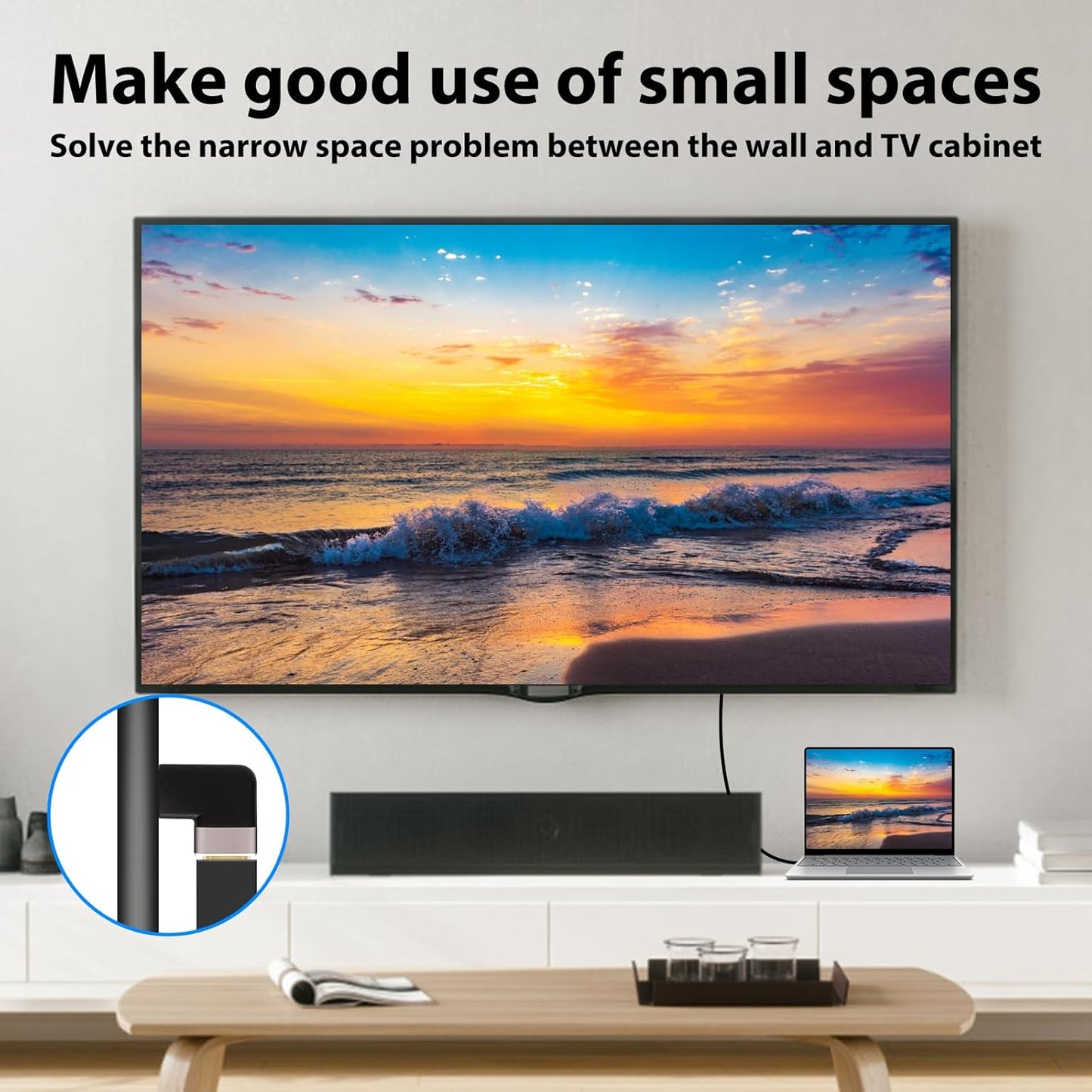 AIMHDUTY 8K 4-Pack 90 270 8K@60Hz,4K@120Hz,HDR,eARC HDMI Eblow HDMI Right Angle Adapter and Degree Gold Plated, Support