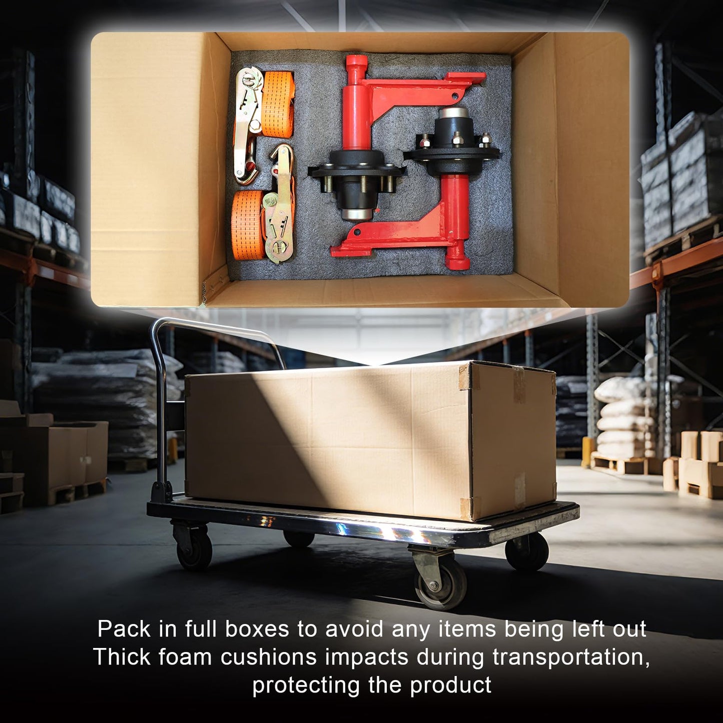 2 Pack Shipping Container Wheels kit with 6 Lug Bolt-On Spindle, Shipping Container Accessory with 8800 lbs Capacity,Heavy-Duty Shipping Container Axles with Ratchet Tie Down-Moves 20ft - 40ft
