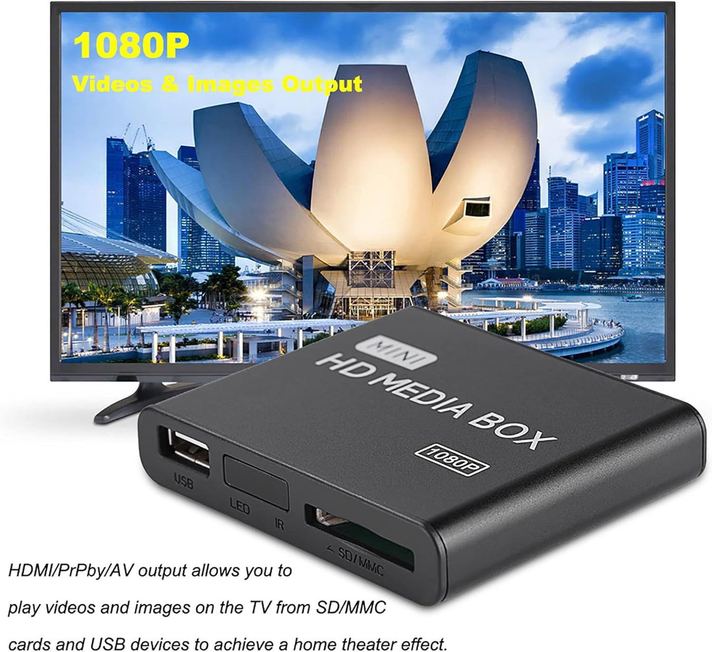 Fupi 1080P 7.1 1080P MMC MP3 Full-HD Digital Media Player, HDMI/AV/VGA Output, Surround Sound, HDMI Media Player