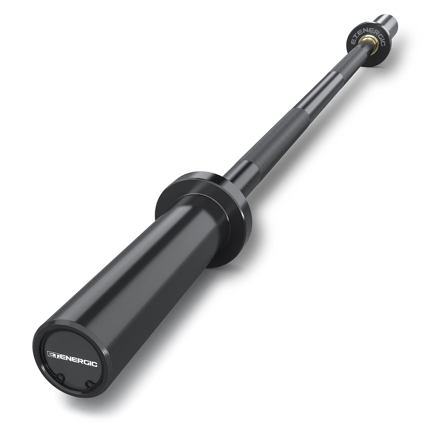 E.T.ENERGIC 4ft Olympic Barbell - Heavy Duty Chrome Steel Weightlifting Bar for 2-Inch Plates, 500LBS Capacity Bar with Knurled Grip & Ball Bearings - Compact Strength Training Barbell for Men & Women Home Gym Workout, Black