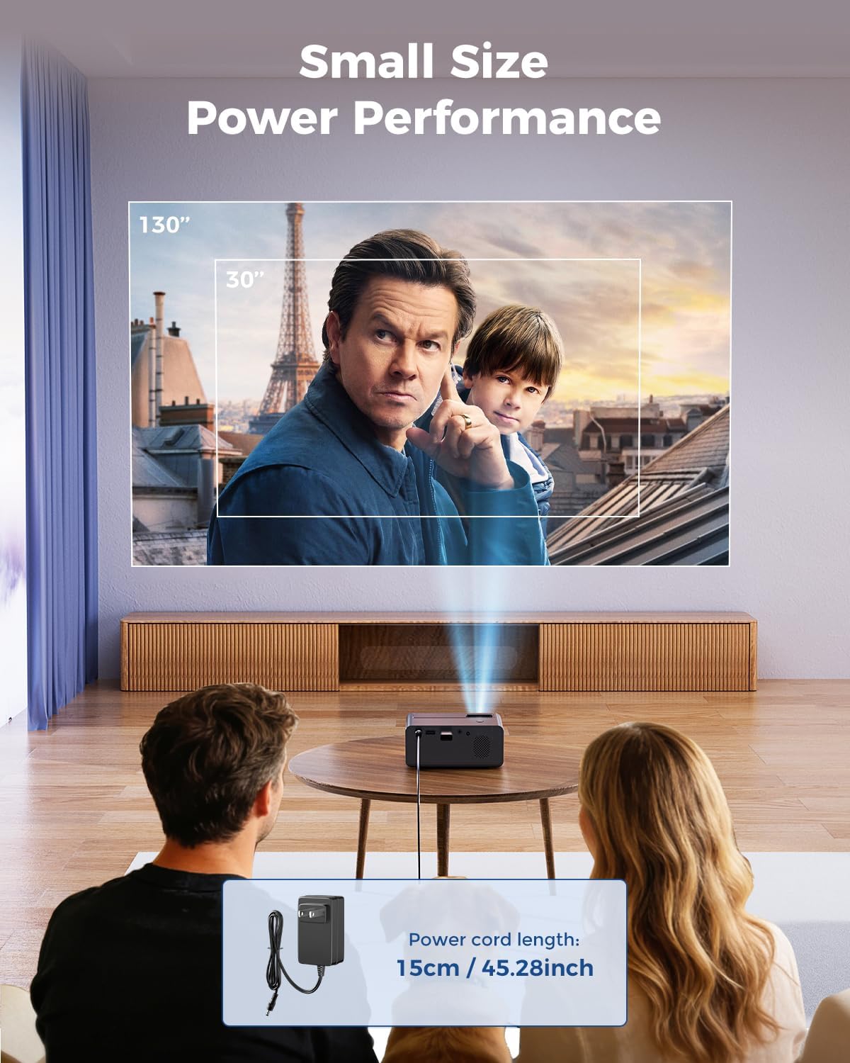 CiBest 2025 1080P Portable Mini Projector White, Upgraded Full HD Projector, Movie Projector Compatible