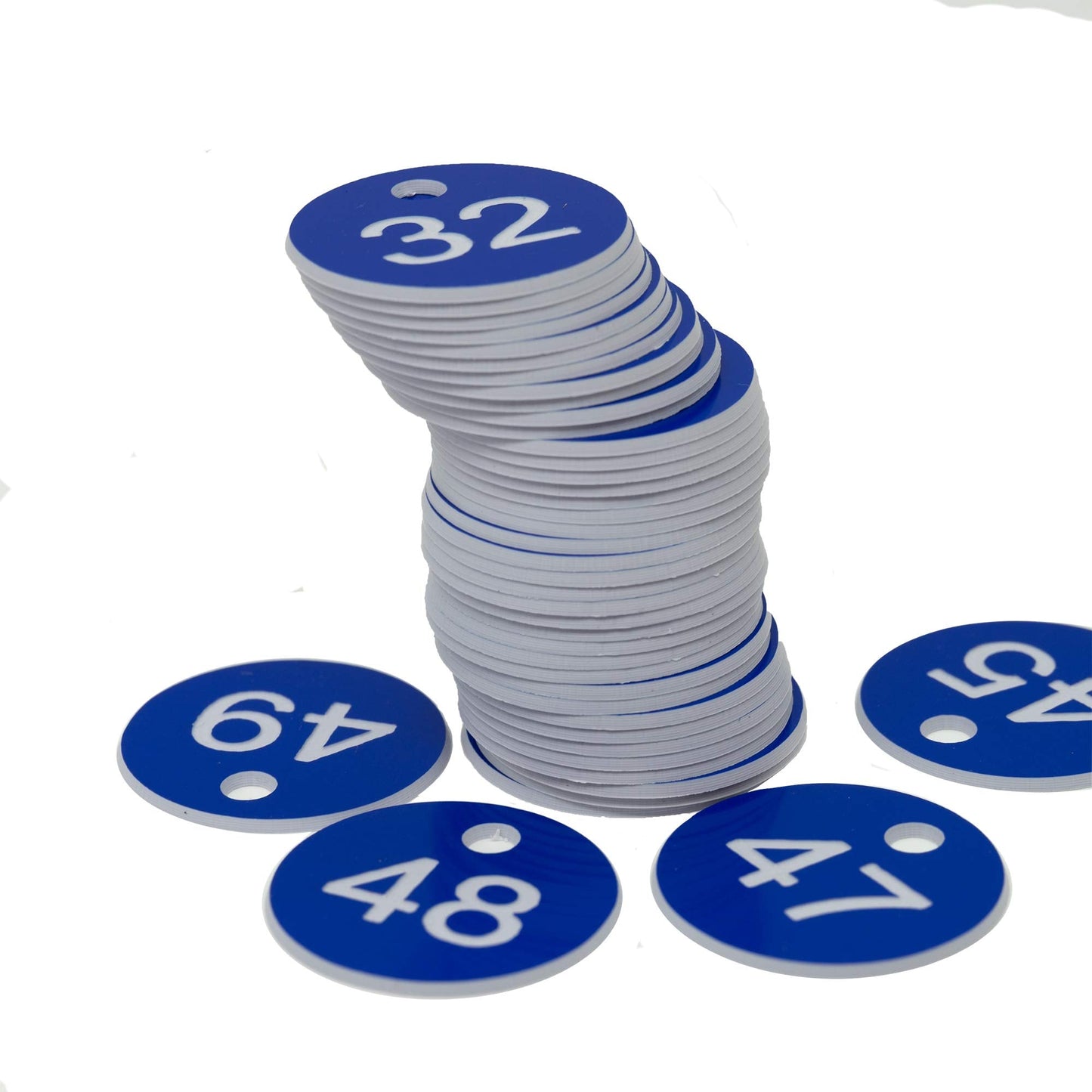 StayMax Plastic ID Number Tags Engraved Tags Key Tags Without Key Rings (1-50, Blue)