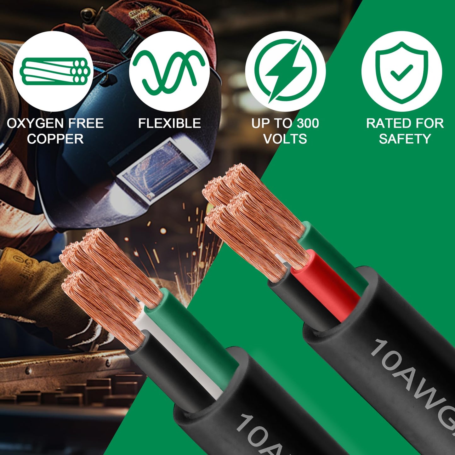 14/4 SJOOW Wire 150FT, 14 AWG 300V SJOOW Bulk Cable, 14 Gauge 4 Conductor Portable Cable for Welder,Generator,Portable Light,Circuits,EV Car Charger,Motor Lead