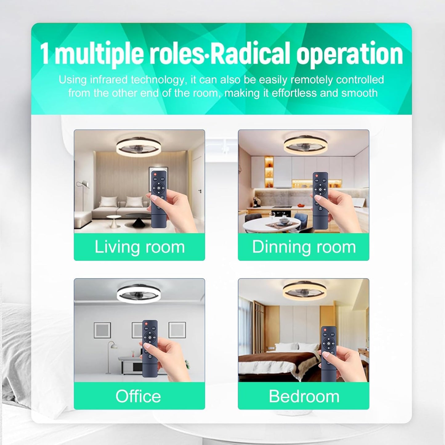 WDZP B7810 B7801, YB-460 New Fan Remote Control fit for Mpayel EINRZi Low Profile Ceiling Fans with Lights