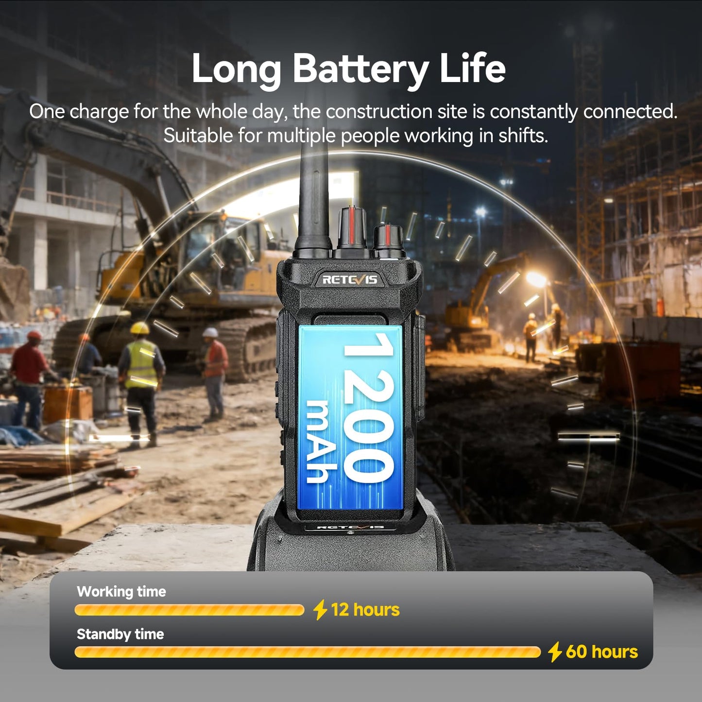 Retevis RT48 IP67 Waterproof Walkie Talkies for Adults,Heavy Duty,Professional Two Way Radio Rechargeable,1200mAh,VOX,Emergency Alarm,Rugged 2 Way Radios for Work Construction Jobsite School(10 Pack)